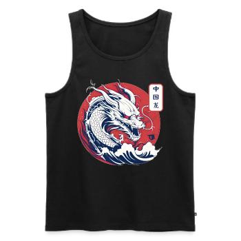Vintage Traditional Chinese Dragon Zodiac Sign - Männer Premium Bio Tank Top - Schwarz - Vorne - Michal (187cm)