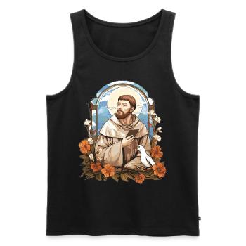 St Francis of Assisi Vintage Catholic Saint Spirit - Männer Premium Bio Tank Top - Schwarz - Vorne - AI Model Male 178 light (178cm)