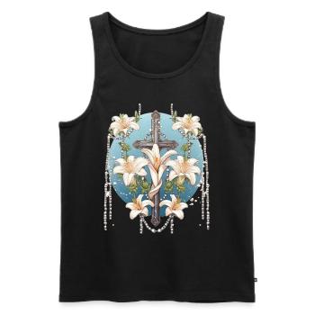 Floral Rosary Catholic Spirituality Religious Cros - Männer Premium Bio Tank Top - Schwarz - Vorne - AI Model Male 178 light (178cm)