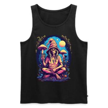 Außerirdischer Psychedelic Art Wald Pilze Musik - Männer Premium Bio Tank Top - Schwarz - Vorne - AI Model Male 178 light (178cm)