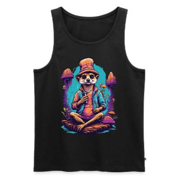 Erdmännchen Psychedelic Art Wald Pilze Musik - Männer Premium Bio Tank Top - Schwarz - Vorne - AI Model Male 178 light (178cm)