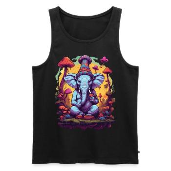 Elefant Psychedelic Art Musik Festival Farben - Männer Premium Bio Tank Top - Schwarz - Vorne - AI Model Male 178 light (178cm)