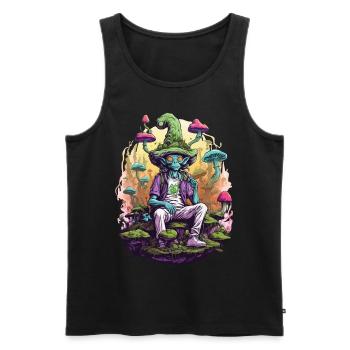 Außerirdischer Psychedelic Art Wald Pilze Musik - Männer Premium Bio Tank Top - Schwarz - Vorne - AI Model Male 178 light (178cm)