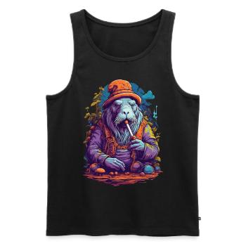 Walross Psychedelic Art Musik Festival Farben - Männer Premium Bio Tank Top - Schwarz - Vorne - AI Model Male 178 light (178cm)
