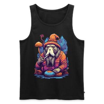 Walrus Psychedelic Art Forest Mushrooms Music Festival - Men's Premium Organic Tank Top - black - Front - AI Model Male 178 light (178cm)