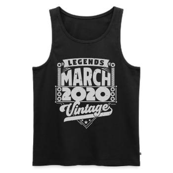 Cadeau Vintage Anniversaire mars 2020, mars 2020. - Débardeur bio Premium Homme - noir - Devant - Michal (187cm)