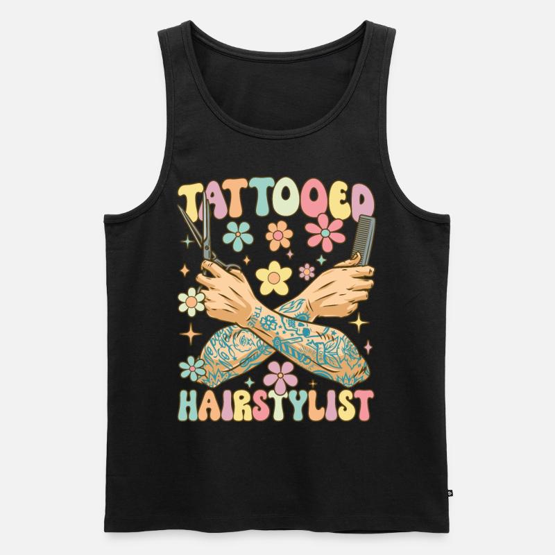 Groovy Friseur Tattoo - Männer Premium Bio Tank Top - Schwarz