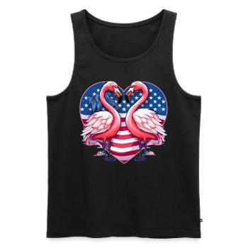 Cute Flamingo Heart Patriotic Animal American US F - Männer Premium Bio Tank Top - Schwarz - Vorne - AI Model Male 178 light (178cm)