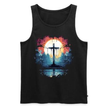 Vintage Crucifix Catholic Christianity Religious - Männer Premium Bio Tank Top - Schwarz - Vorne - AI Model Male 178 light (178cm)