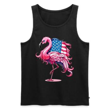 Cute Pink Flamingo US Flag Patriotic Animal - Männer Premium Bio Tank Top - Schwarz - Vorne - AI Model Male 178 light (178cm)