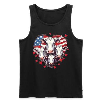 USA American Flag Patriotic Farm Animal Cute Cows - Männer Premium Bio Tank Top - Schwarz - Vorne - Michal (187cm)