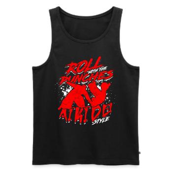 Aikidoka Roll With The Punches Aikido Style - Men's Premium Organic Tank Top - black - Front - AI Model Male 178 light (178cm)