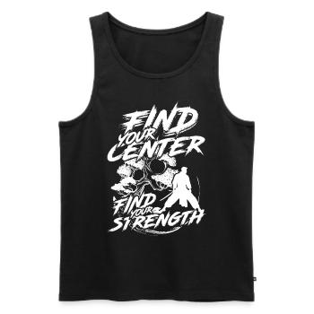 Aikido Find Your Center Find Your Strength - Men's Premium Organic Tank Top - black - Front - Michal (187cm)