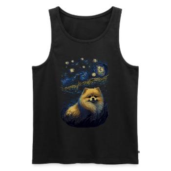 Zwergspitz Starry Night - Männer Premium Bio Tank Top - Schwarz - Vorne - AI Model Male 178 light (178cm)