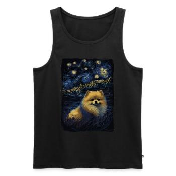 Zwergspitz Starry Night - Männer Premium Bio Tank Top - Schwarz - Vorne - AI Model Male 178 light (178cm)