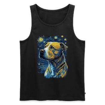 Pitbull Dog Starry Night - Men's Premium Organic Tank Top - black - Front - AI Model Male 178 light (178cm)
