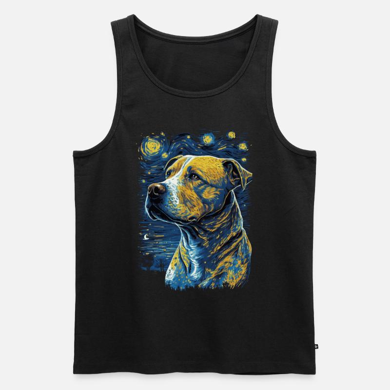 Pitbull Hund Starry Night - Männer Premium Bio Tank Top - Schwarz
