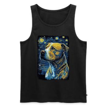 Pitbull Dog Starry Night - Men's Premium Organic Tank Top - black - Front - AI Model Male 178 light (178cm)