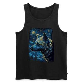 Hyène Nuit étoilée - Débardeur bio Premium Homme - noir - Devant - AI Model Male 178 light (178cm)