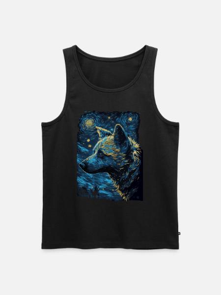 Hyäne Starry Night - Männer Premium Bio Tank Top - Schwarz