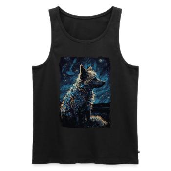 Hyène Nuit étoilée - Débardeur bio Premium Homme - noir - Devant - AI Model Male 178 light (178cm)