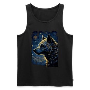 Hyène Nuit étoilée - Débardeur bio Premium Homme - noir - Devant - Michal (187cm)