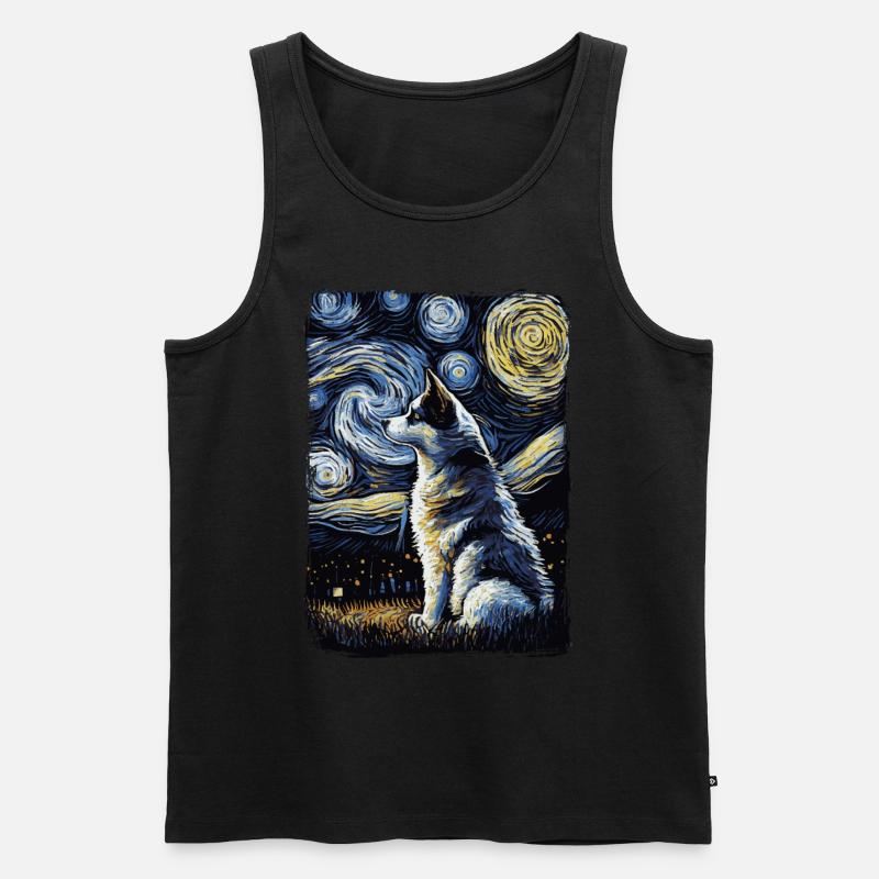 Husky Starry Night - Männer Premium Bio Tank Top - Schwarz