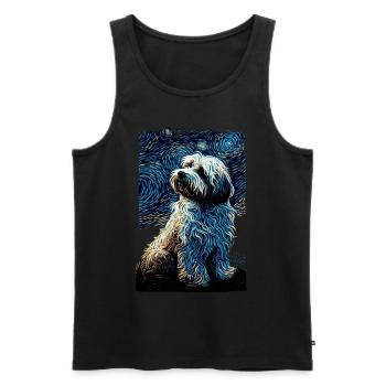 Havanese Starry Night - Men's Premium Organic Tank Top - black - Front - Michal (187cm)