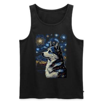 Husky Starry Night - Männer Premium Bio Tank Top - Schwarz - Vorne - AI Model Male 178 light (178cm)