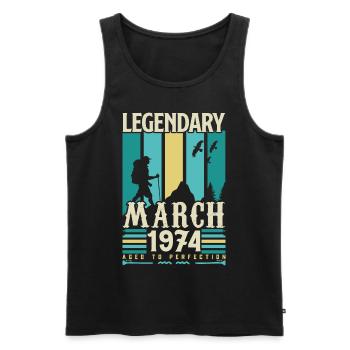 Anniversaire Mars 1974,cadeau Vintage mars 1974. - Débardeur bio Premium Homme - noir - Devant - Michal (187cm)