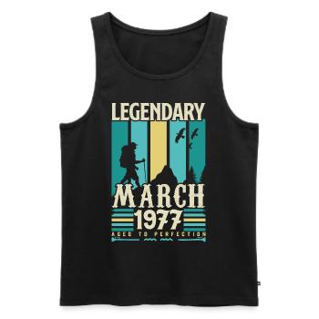 March 1977 Birthday, March 1977 Vintage Gift. - Men's Premium Organic Tank Top - black - Front - Michal (187cm)