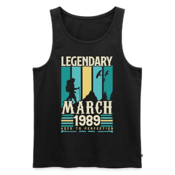 March 1989 Anniversary, March 1989 Vintage Gift. - Men's Premium Organic Tank Top - black - Front - Michal (187cm)