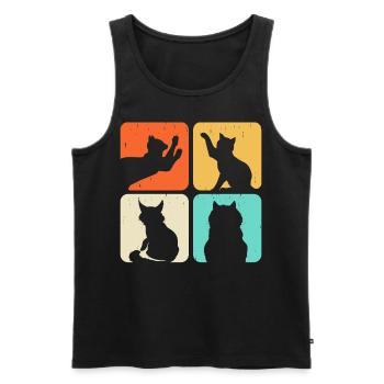 Cat Motif - Men's Premium Organic Tank Top - black - Front - Michal (187cm)