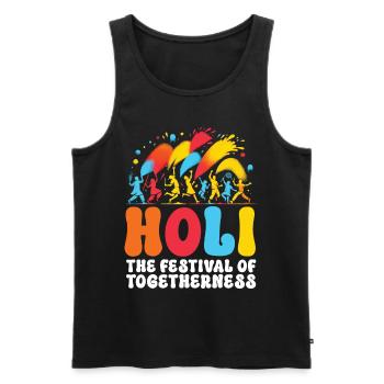 Happy Holi Greetings Hinduism Indian Festival - Men's Premium Organic Tank Top - black - Front - Michal (187cm)