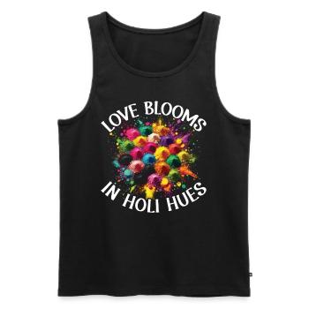 Happy Holi Greetings Hinduism Indian Festival - Men's Premium Organic Tank Top - black - Front - Michal (187cm)