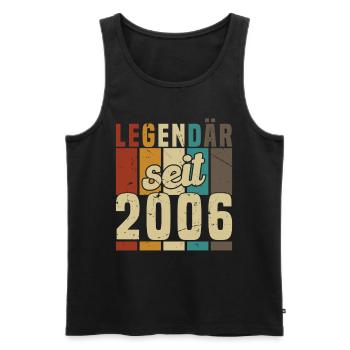 Légendaire depuis 2006 - Débardeur bio Premium Homme - noir - Devant - Michal (187cm)