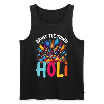 Happy Holi Greetings Hinduism Indian Festival - Men's Premium Organic Tank Top - black - Front - Michal (187cm)