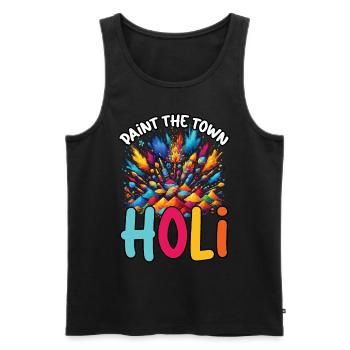 Happy Holi Greetings Hinduism Indian Festival - Men's Premium Organic Tank Top - black - Front - Michal (187cm)