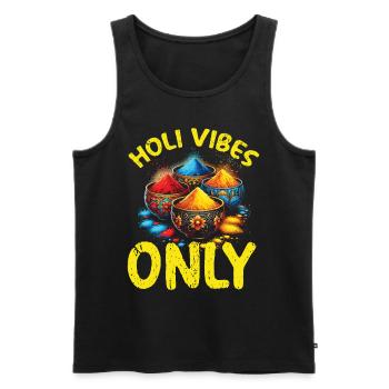 Happy Holi Greetings Hinduism Indian Festival - Men's Premium Organic Tank Top - black - Front - Michal (187cm)