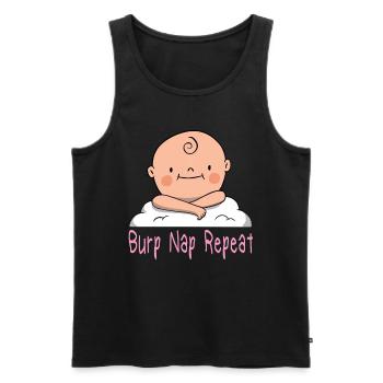 Burp Nap Répétition Grossesse Bébé Bébés - Débardeur bio Premium Homme - noir - Devant - AI Model Male 178 light (178cm)
