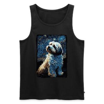 Havanese Starry Night - Men's Premium Organic Tank Top - black - Front - Michal (187cm)