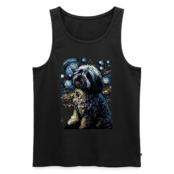 Havanese Starry Night - Men's Premium Organic Tank Top - black - Front - Michal (187cm)