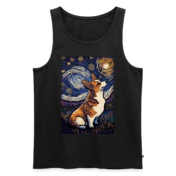 Corgi Starry Night - Männer Premium Bio Tank Top - Schwarz - Vorne - AI Model Male 178 light (178cm)
