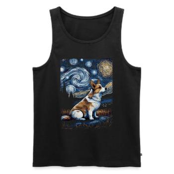 Corgi Starry Night - Männer Premium Bio Tank Top - Schwarz - Vorne - AI Model Male 178 light (178cm)