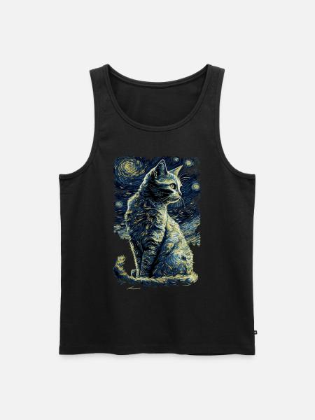 Cat Starry Night - Men's Premium Organic Tank Top - black