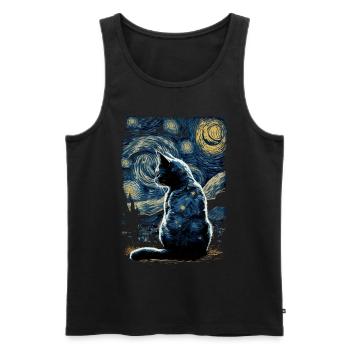 Cat Starry Night - Men's Premium Organic Tank Top - black - Front - AI Model Male 178 light (178cm)