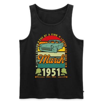 March 1951, March 1951, March 1951. - Men's Premium Organic Tank Top - black - Front - Michal (187cm)