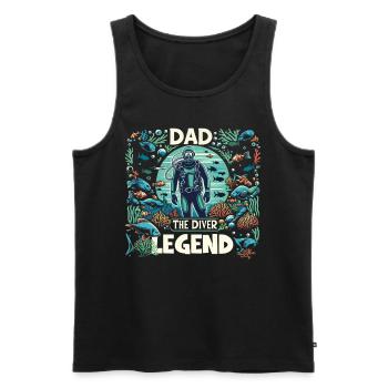Fête des pères Papa la légende du plongeur Papa Papa plongeur - Débardeur bio Premium Homme - noir - Devant - AI Model Male 178 light (178cm)