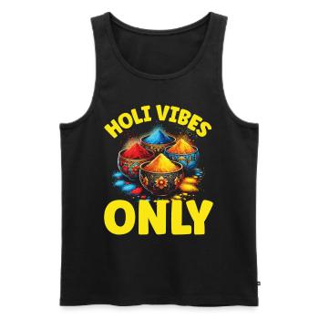 Happy Holi Greetings Hinduism Indian Festival - Men's Premium Organic Tank Top - black - Front - Michal (187cm)