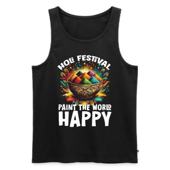 Happy Holi Greetings Hinduism Indian Festival - Men's Premium Organic Tank Top - black - Front - Michal (187cm)